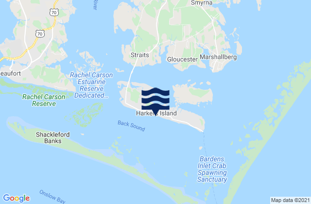 Harkers Island, United Statesの潮見表地図