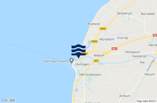 Harlingen, Netherlandsの潮見表地図