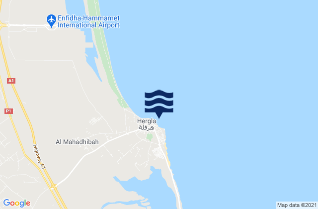 Harqalah, Tunisiaの潮見表地図