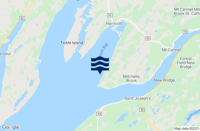 Harricott Bay, Canadaの潮見表地図