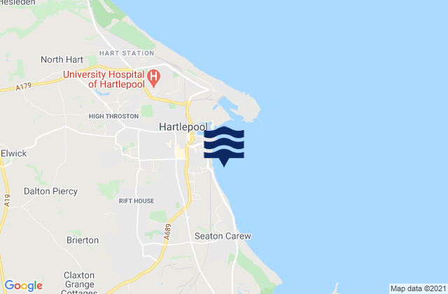 Hartlepool Bay Beach, United Kingdomの潮見表地図