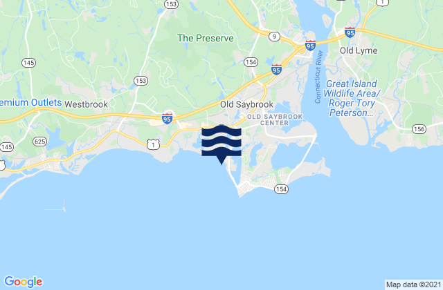 Harveys Beach Old Saybrook, United Statesの潮見表地図