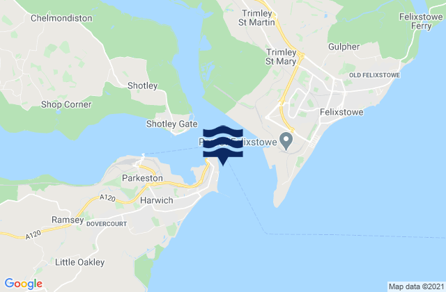 Harwich - Sailing Club Beach, United Kingdomの潮見表地図