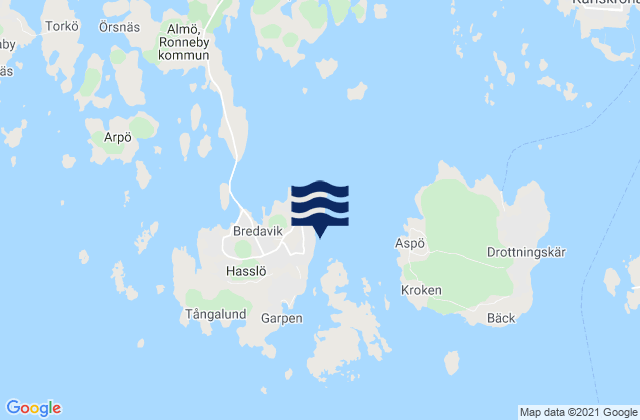 Hasslö, Swedenの潮見表地図