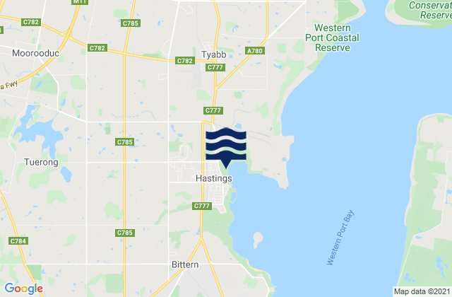 Hastings, Australiaの潮見表地図