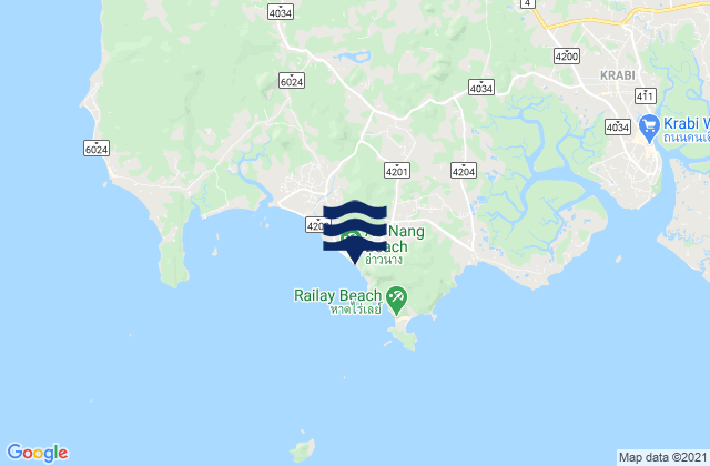 Hat Ao Nang, Thailandの潮見表地図
