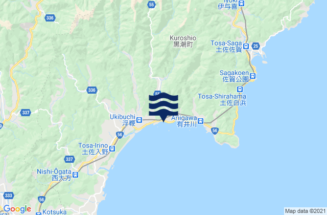 Hata-gun, Japanの潮見表地図