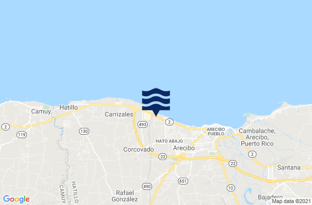 Hatillo Municipio, Puerto Ricoの潮見表地図