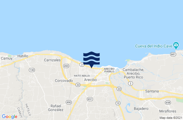 Hato Arriba Barrio, Puerto Ricoの潮見表地図