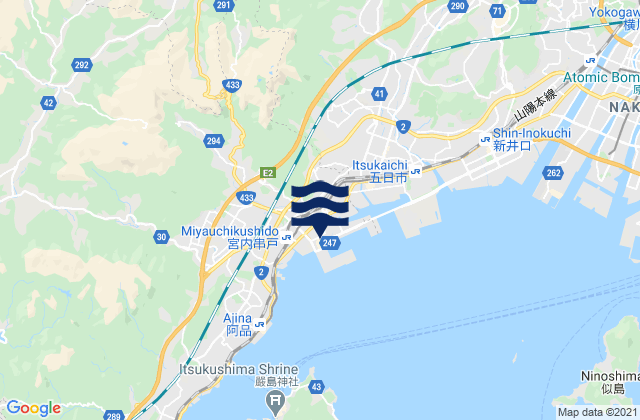 Hatsukaichi, Japanの潮見表地図