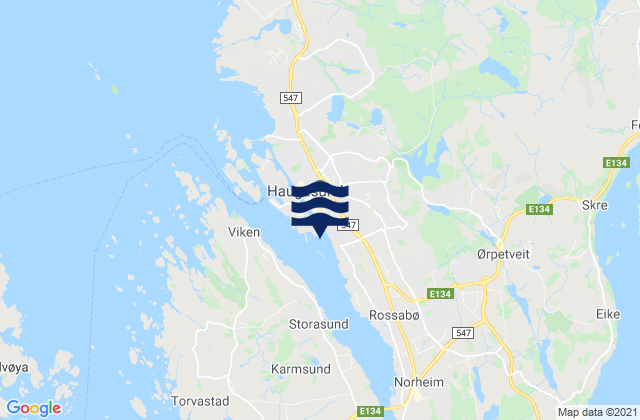 Haugesund, Norwayの潮見表地図