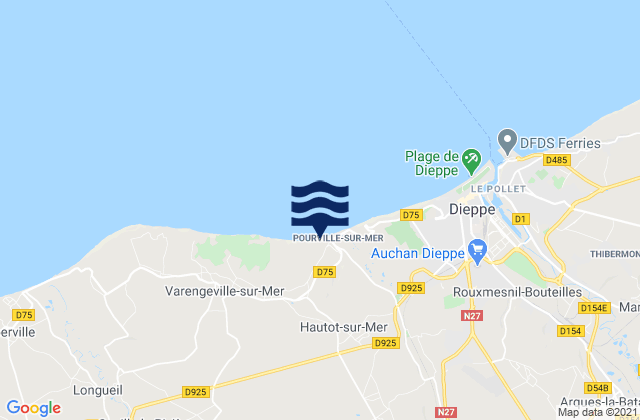 Hautot-sur-Mer, Franceの潮見表地図