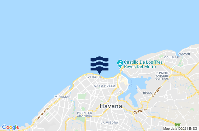 Havana, Cubaの潮見表地図