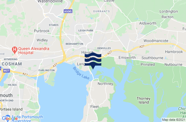 Havant, United Kingdomの潮見表地図