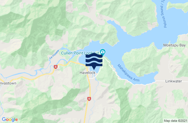 Havelock, New Zealandの潮見表地図