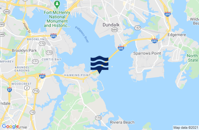 Hawkins Point, United Statesの潮見表地図