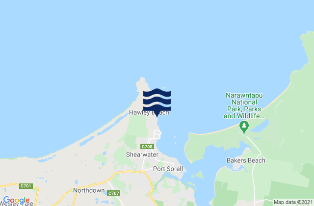 Hawley Beach, Australiaの潮見表地図