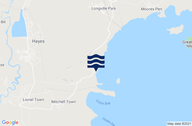 Hayes, Jamaicaの潮見表地図
