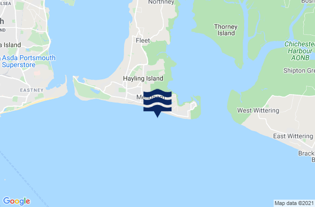 Hayling Island - West of Eastoke Beach, United Kingdomの潮見表地図