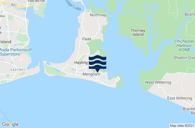 Hayling Island, United Kingdomの潮見表地図
