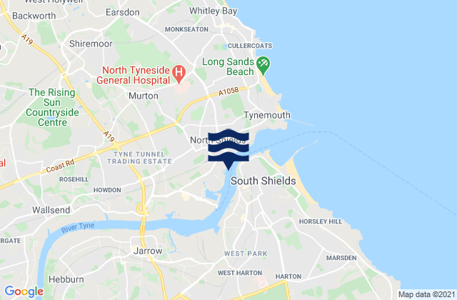 Hebburn, United Kingdomの潮見表地図