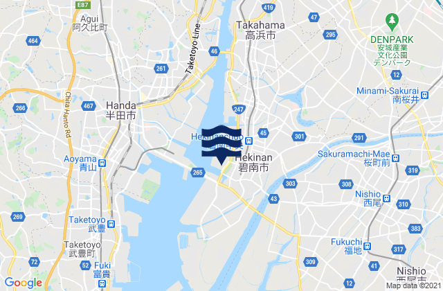 Hekinan, Japanの潮見表地図