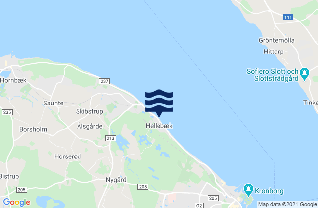 Hellebæk, Denmarkの潮見表地図