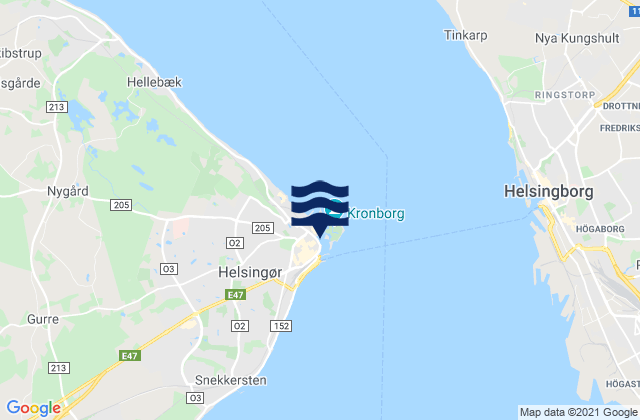 Helsingør, Denmarkの潮見表地図