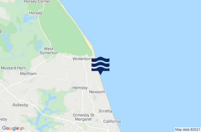 Hemsby, United Kingdomの潮見表地図