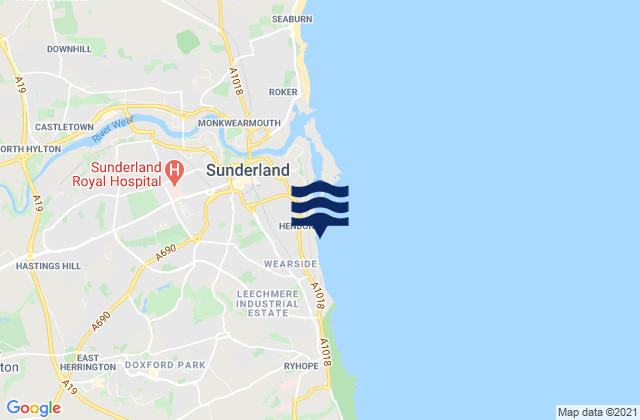 Hendon South Beach, United Kingdomの潮見表地図