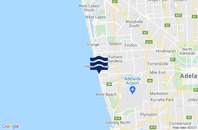 Henley Beach South, Australiaの潮見表地図