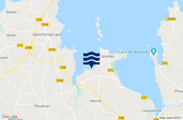 Henvic, Franceの潮見表地図