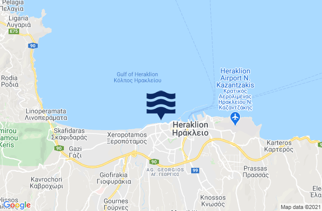 Heraklion Regional Unit, Greeceの潮見表地図