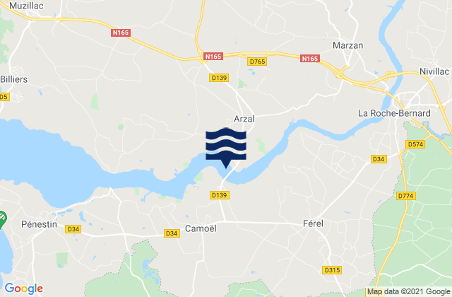 Herbignac, Franceの潮見表地図