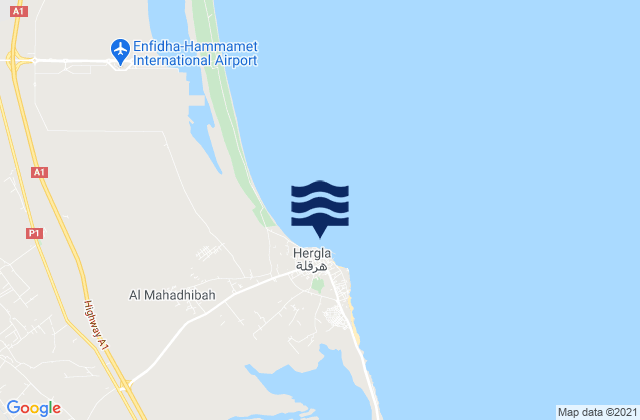 Hergla, Tunisiaの潮見表地図