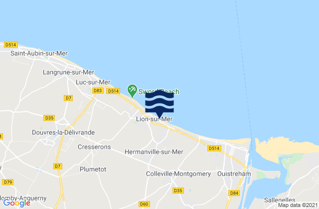 Hermanville-sur-Mer, Franceの潮見表地図