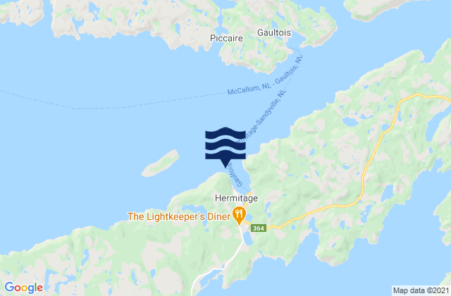Hermitage, Canadaの潮見表地図