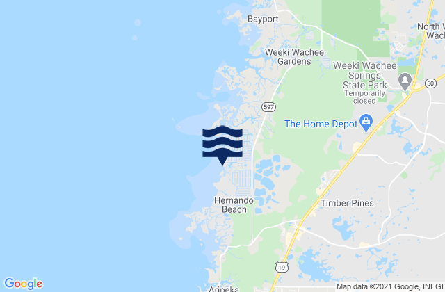 Hernando Beach (Rocky Creek Little Pine Island Bay), United Statesの潮見表地図