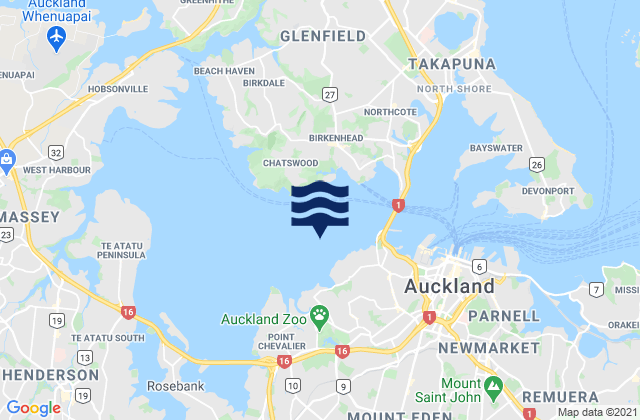 Herne Bay, New Zealandの潮見表地図