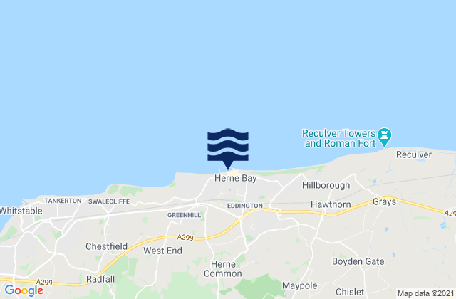 Herne Bay Beach, United Kingdomの潮見表地図