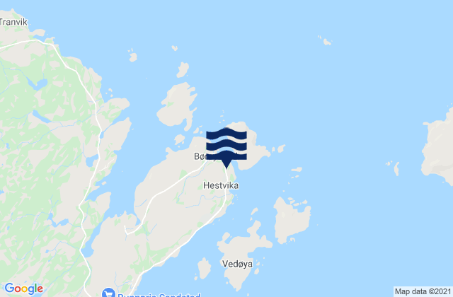 Hestvika, Norwayの潮見表地図