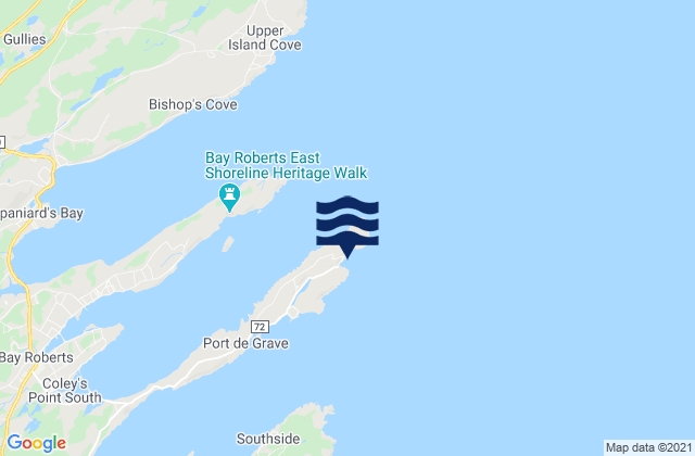 Hibbs Cove Island, Canadaの潮見表地図