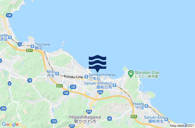 Higashikagawa Shi, Japanの潮見表地図