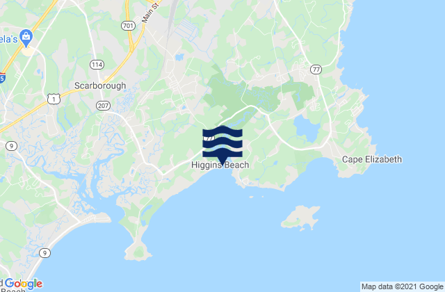 Higgins Beach, United Statesの潮見表地図