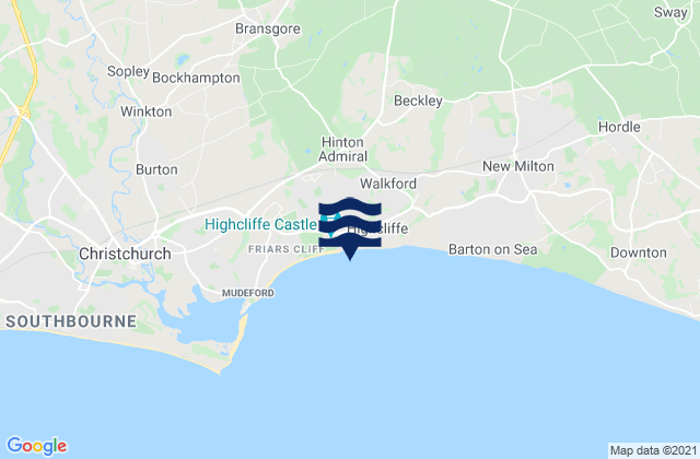 Highcliffe, United Kingdomの潮見表地図