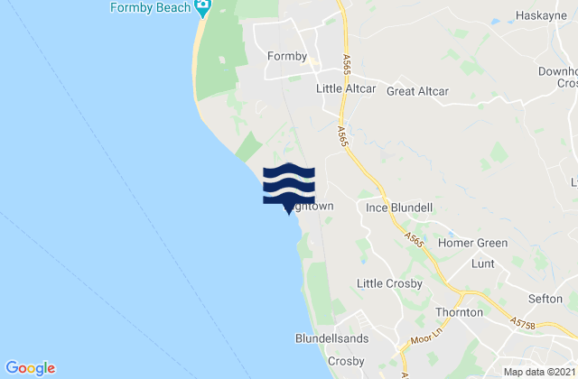 Hightown Beach, United Kingdomの潮見表地図