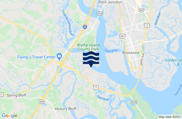 Highway Bridge South Brunswick River, United Statesの潮見表地図