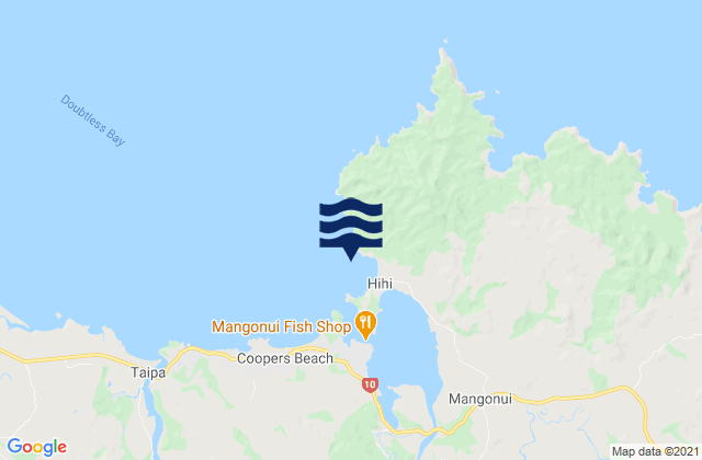 Hihi Beach, New Zealandの潮見表地図