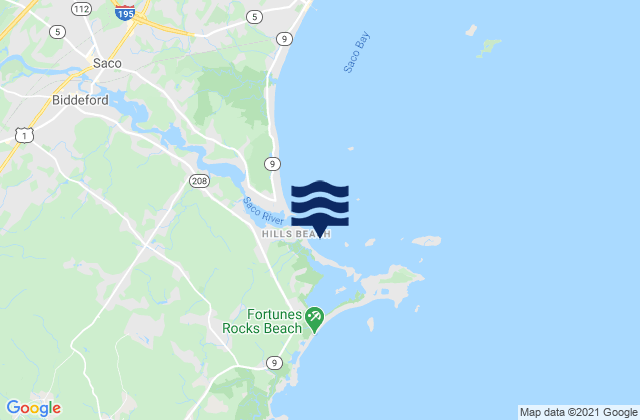Hills Beach, United Statesの潮見表地図