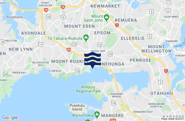 Hillsborough Bay, New Zealandの潮見表地図